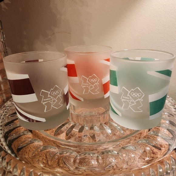 London Olympics Frosted Glass Tumblers Set  Union Jack‎ Flag & Official Logo - Picture 5 of 7